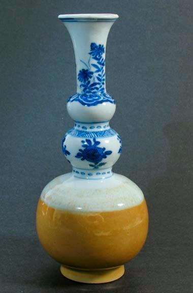 Fine Chinese Cafe-au-lait Triple Gourd vase, 18th C.