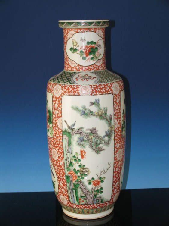 Chinese 19th C. Famille Verte mallet vase