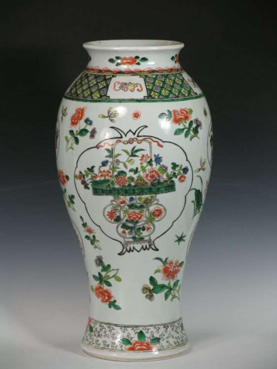 19th C. Chinese Famille Verte floral vase