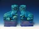 Pair Turquoise glaze Foo Lions