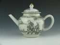 18th Chinese export teapot with en grisaille Decorations