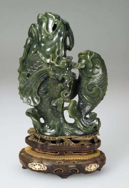 Detail, Carved Qianlong Period Jade Fish