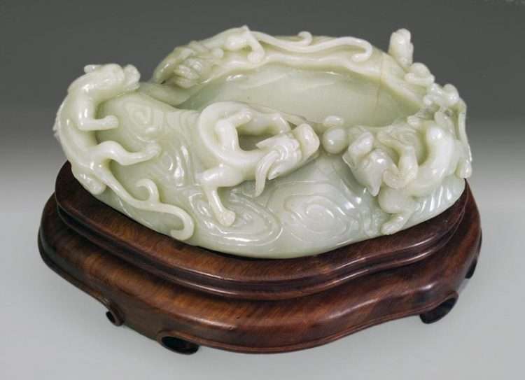 DETAIL, 19-20th C. Jade Brush washer