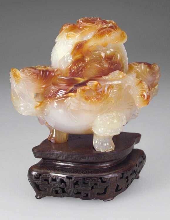 DETAIL, 18th C. Carved Agate Censer