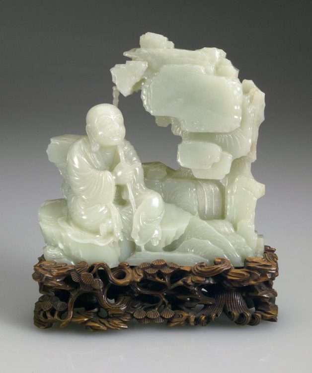 DETAIL, Nephrite Qianlong Lohan with Staff