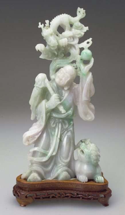 DETAIL, 20th C. Jadeite Lohan Figure