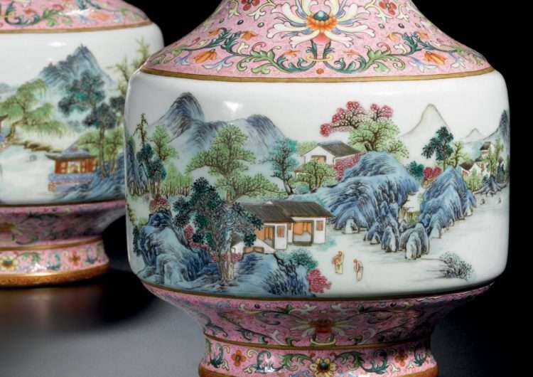 pair qianlong famille rose vases