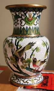 cloisonne vase with birds 1