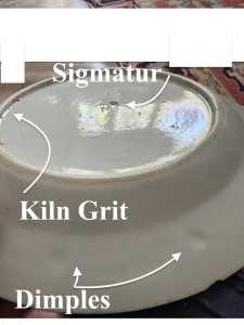 3 Photo Blue and White Canton dish signed 7049