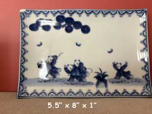 1 Photos Blue and White Square Plate 7080