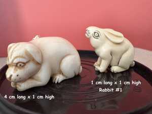 1 Photo Rabbit #1  and Pig Netsuke 2
