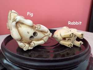 1a Photo Rabbit #1 and Pig Netsuke