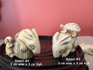 4 Photo Two Rabbits(#2 & #3) Netsuke