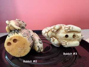4a Photo Two Rabbits(#2 & #3) BASE Netsuke