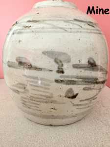 2 Photo  Pic Ancient Stoneware Ginger Jar   Large size c 1880 Antique English Advertising  Pot UNKNOWN DEFINITION 7232 (1)