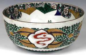 Kutani Deep Bowl, c.1700. 36.8cms (2) Kutani Deep Bowl, c.1700. 36.8cms (2)