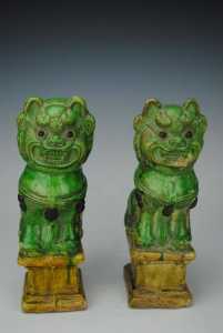 2 antike foo dogs china figuren keramik