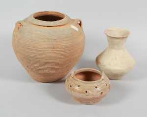 Three Chinese Earthenware Vessels Han Dynasty and Earlier 237 001 (1)