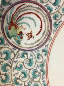 Vintage Japanese Large Porcelain Charger Beautifully Painted Dragons Phoenix detail b