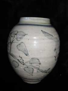 antique vintage asian stoneware vase view 2