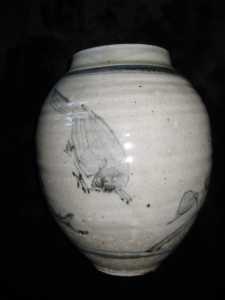 antique vintage asian stoneware vase view 3