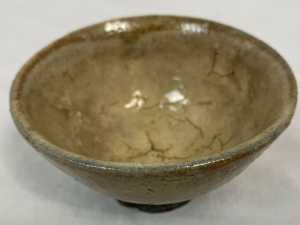 Vintage or Antique Japanese or Korean Glazed Stoneware Small Rice Bowl, Tan 25.00