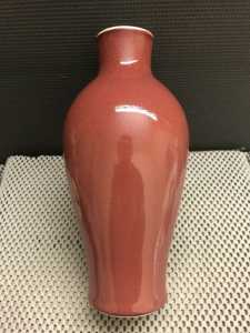 vintage red Asian vase