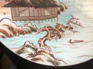 Japanese Porcelain Charger Plate Mountain Landscape Art detail b