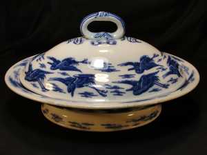 ANTIQUE MINTON STORKS VEG TUREEN CHRISTOPHER DRESSER 2